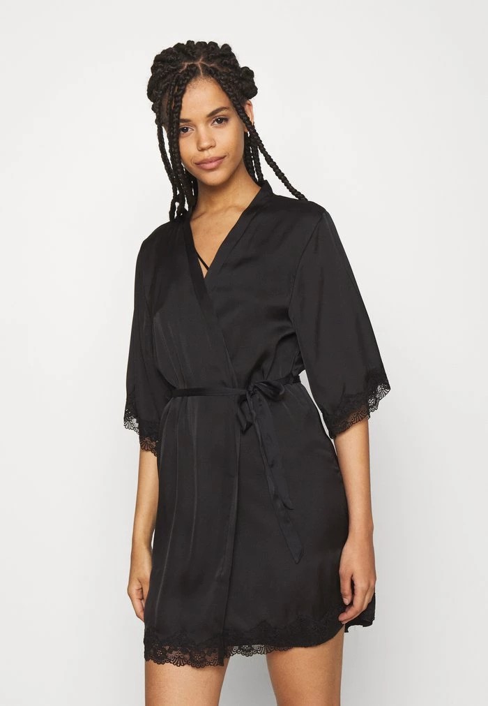 Vêtement De Nuit ANNA FIELD Anna Field Ariana Satin Kimono Noir Femme | XMU-7608319